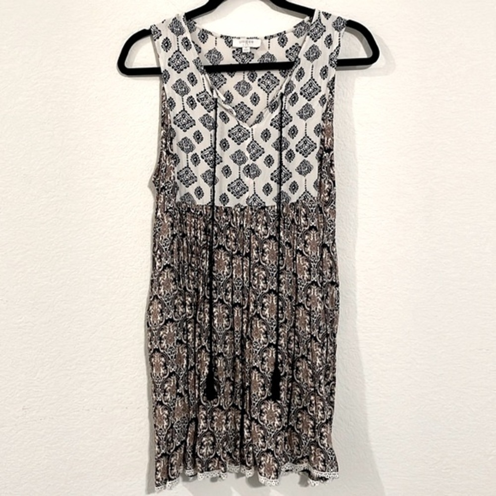 Umgee Women Dress Medium Bohemian Sleeveless Longline Flowy Floral Crochet
